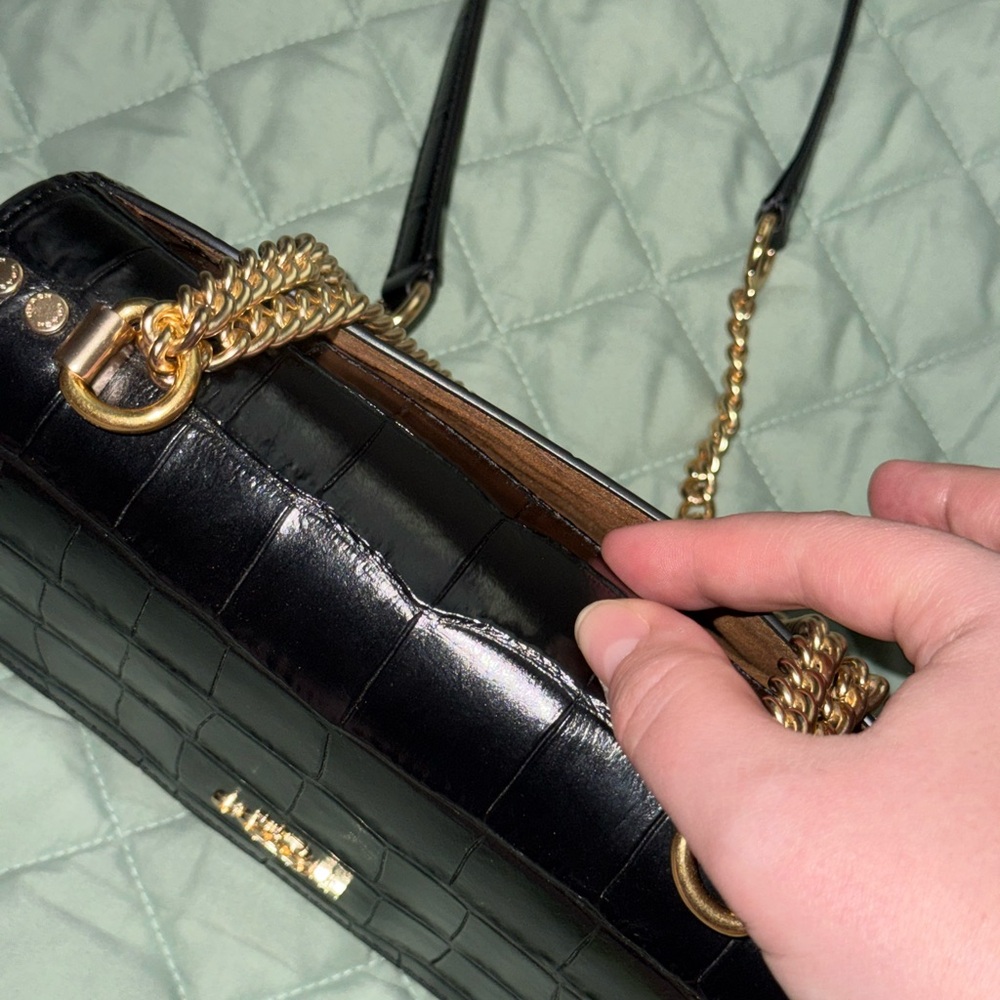NWOT Coach Klare Black Croc-Embossed Crossbody Bag with Gold Chain - Picture 11 of 14